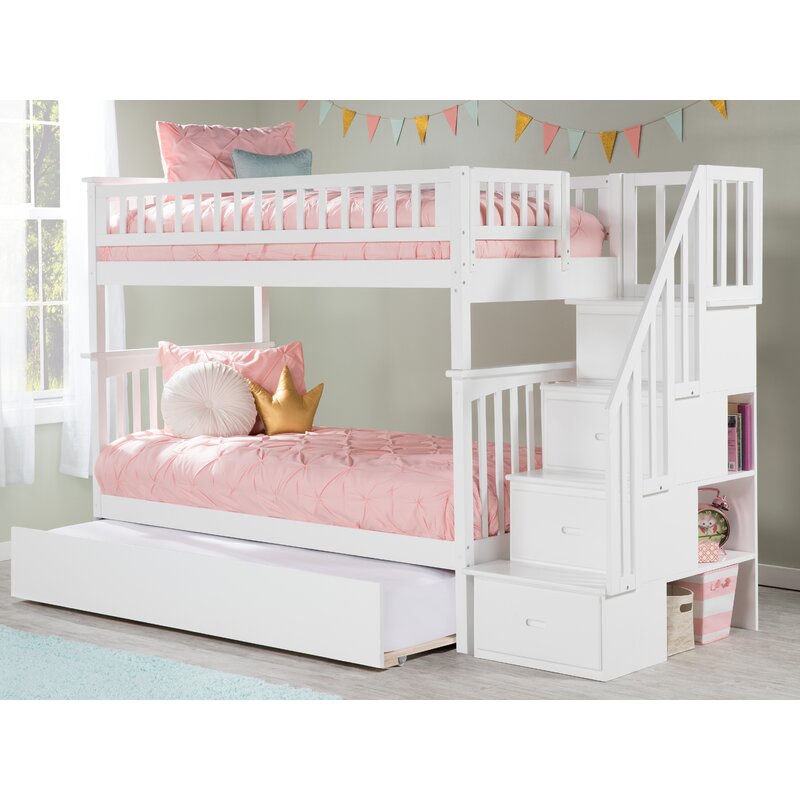 Harriet Bee Abel Staircase Twin Over Twin Bunk Bed With Trundle ...